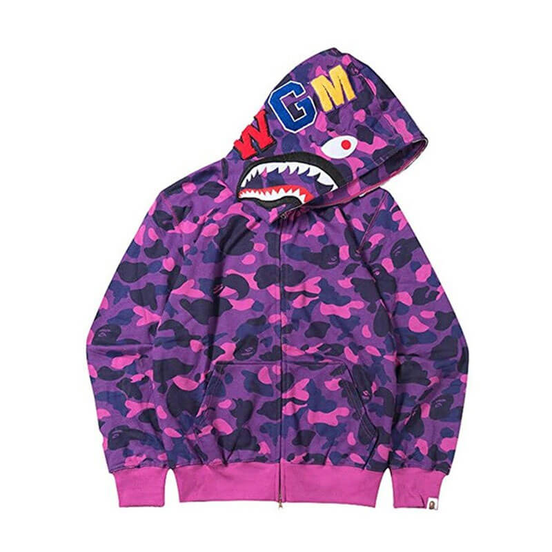 techwear-x Pink Blue Camo Bape Hoodie Jacket Pink-S